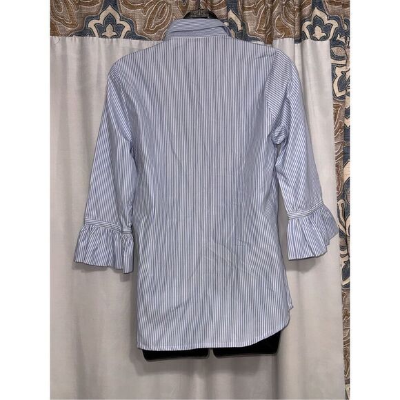 Great condition GRETCHEN SCOTT blue and White Striped Cotton Top retails $129 - - Picture 6 of 9